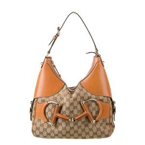 Gucci Canvas Web Horsebit Sherry Line GG Hobo Bag